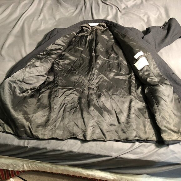 Evan-Picone Mens Suit Blazeer Jacket 42R Wool Gray Houndstooth Single-Breasted - Picture 13 of 15